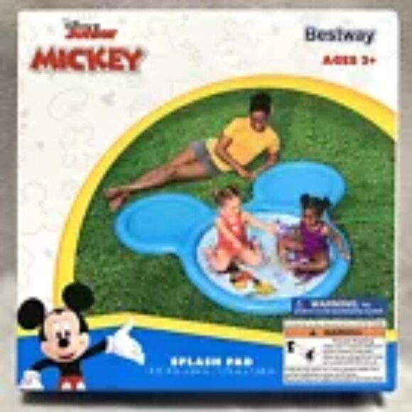 Disney Jr. Mickey & Minnie Mouse Head Shape Inflatable Water Splash Pad 2t NIB - Picture 1 of 2